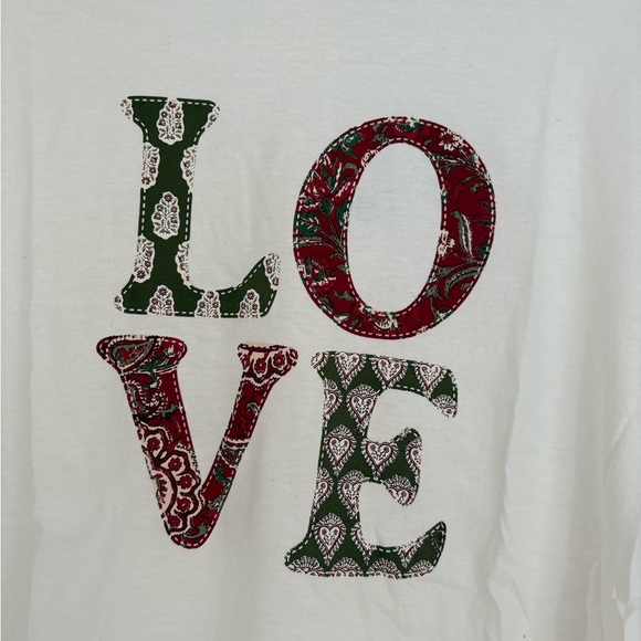 White Love Holiday Pajama Set with Top and Plaid Pants - Picture 5 of 13